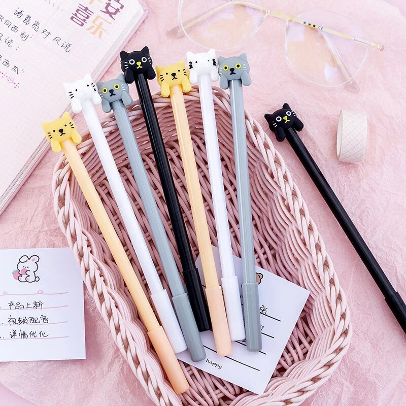 1 bucată Lytwtw's Pixuri cu cerneală cu gel de pisică de desene animate drăguțe de desene animate Kawaii Papetarie de birou Rechizite școlare Pix cu gel