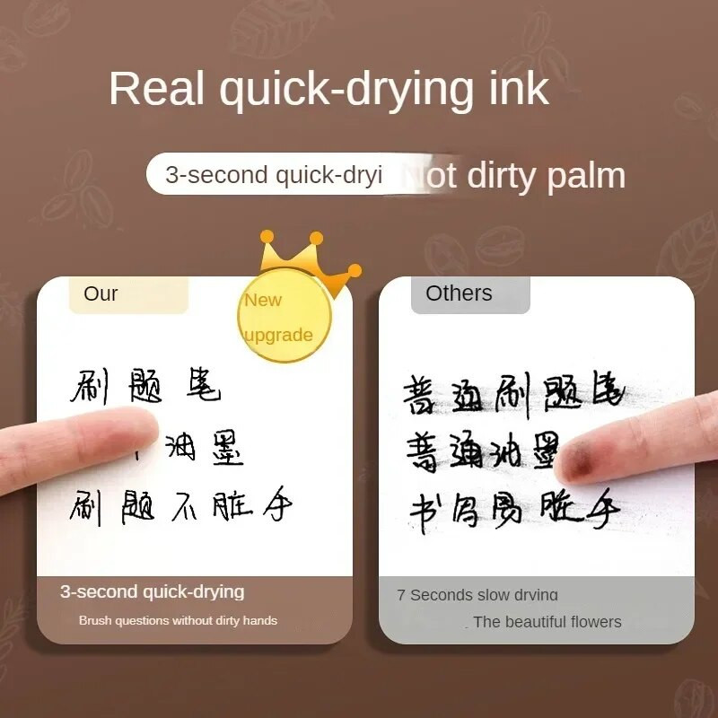 6 τμχ Coffee Time Gel Pens Highlighter 0,5mm Ballpoint Black Color Ink & Coffee Marker for Writing