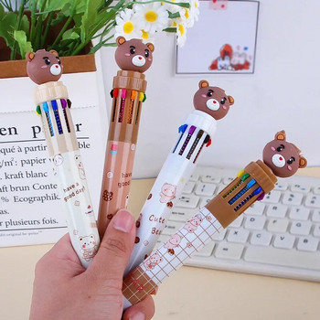 Kawaii Bear Cartoon Silicone 10 Colors Chunky Pen Ballpoint Σχολική προμήθειες γραφείου Χαρτικά δώρου