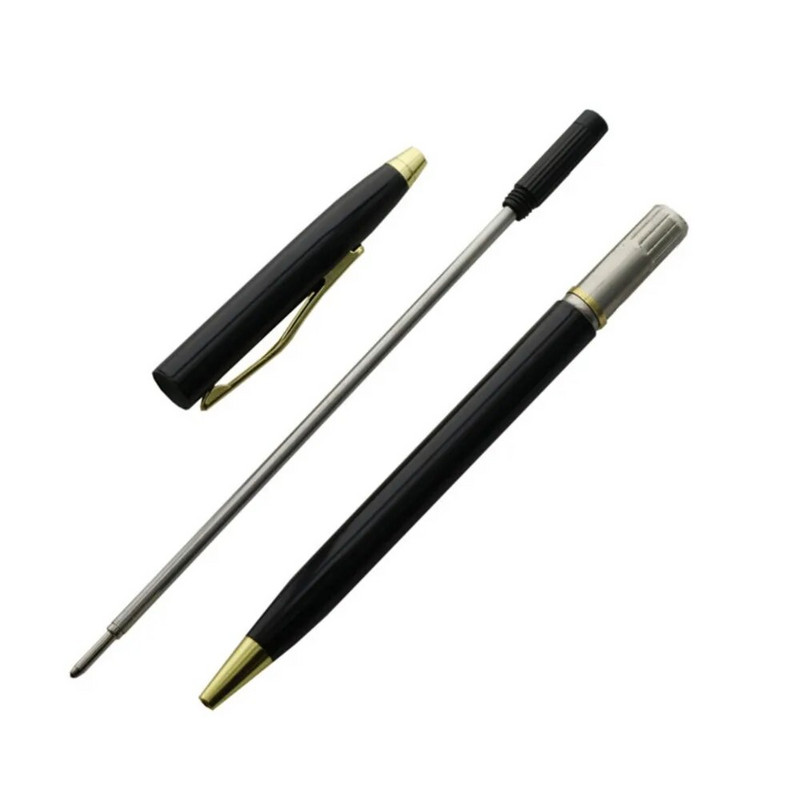 1 gab. Sudraba vai melna izvēles nerūsējošā tērauda stieņa rotējoša metāla lodīšu pildspalva, zila uzpilde, izsmalcināta paraksta dāvanu pildspalva