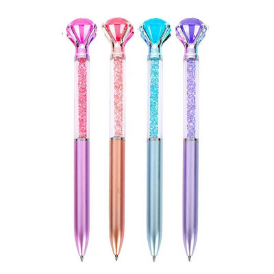 4 tk suur teemant pöörlev pastapliiats Quicksand pöörlevad pastapliiatsid Crystal Gem Ballpoint Student Prize