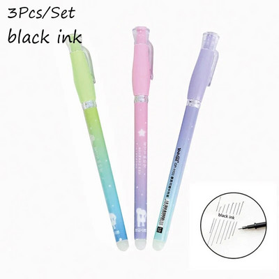 3 τεμ/σετ Σετ 0,38 χιλιοστών Starry Sky Erasable στυλό για μαύρο μπλε μελάνι Γράψιμο χαριτωμένα τζελ στυλό Kawaii Σχολικά προμήθειες γραφείου Παιδική γραφική ύλη