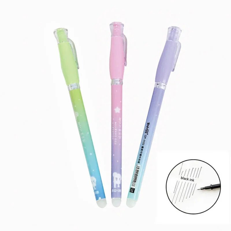 3 τεμ/σετ Σετ 0,38 χιλιοστών Starry Sky Erasable στυλό για μαύρο μπλε μελάνι Γράψιμο χαριτωμένα τζελ στυλό Kawaii Σχολικά προμήθειες γραφείου Παιδική γραφική ύλη