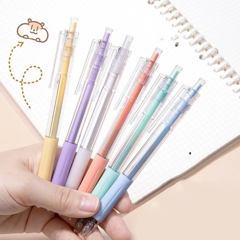 Pix Macaron, 6 culori, 0,5 mm, cerneală neagră, pix de semnare cu uscare rapidă, pentru studenți, papetărie școlare, rechizite de birou Kawaii, cadou