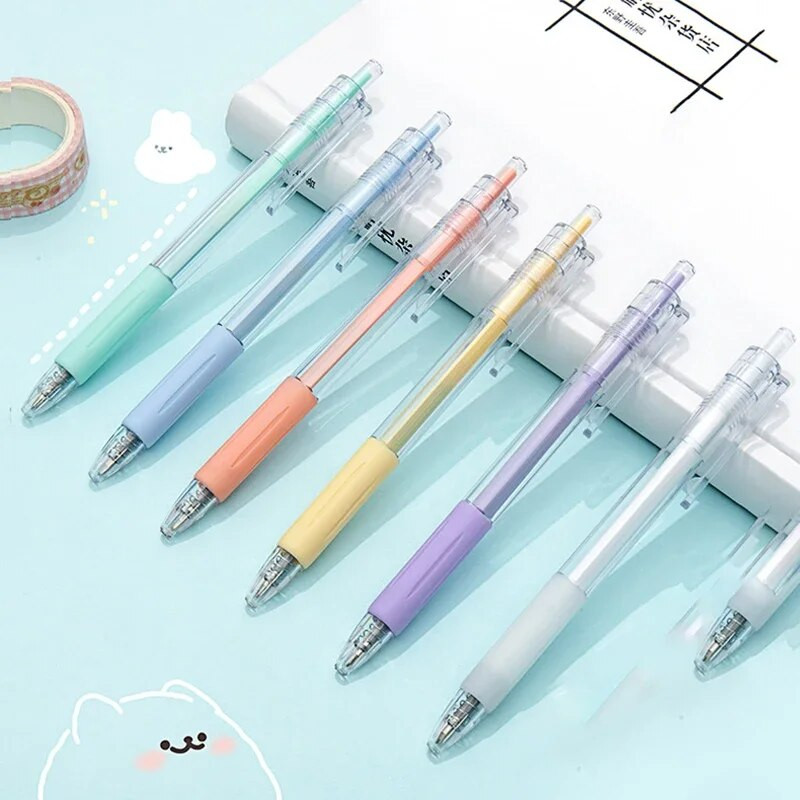 Pix Macaron, 6 culori, 0,5 mm, cerneală neagră, pix de semnare cu uscare rapidă, pentru studenți, papetărie școlare, rechizite de birou Kawaii, cadou