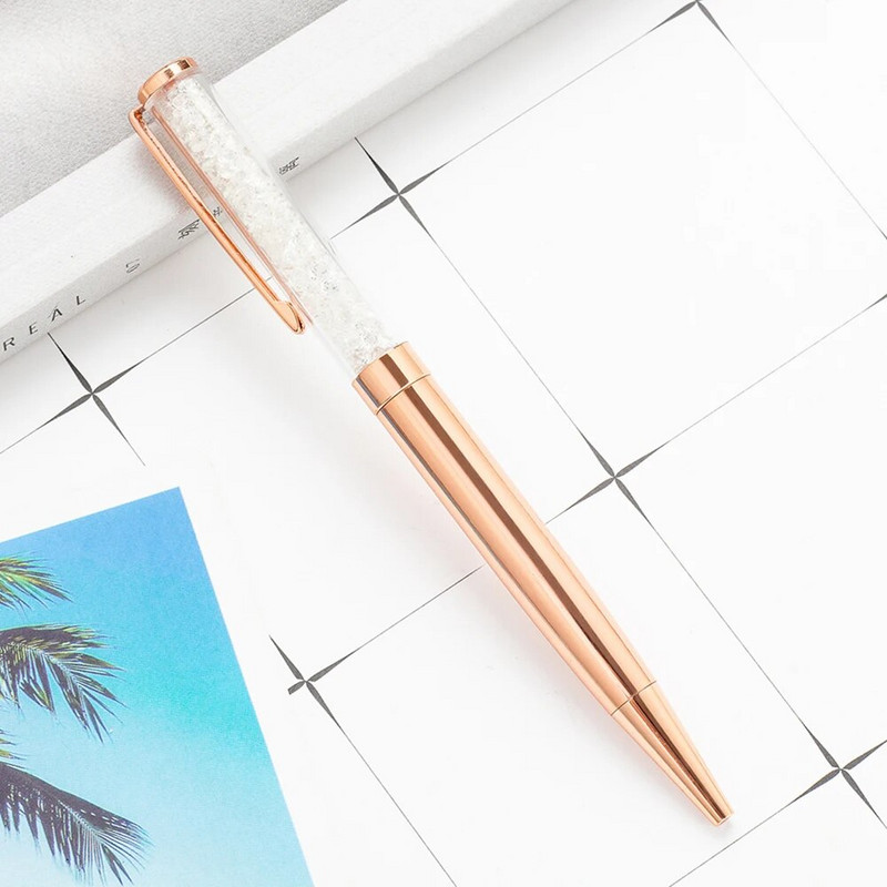 Krištoliniai rašikliai Deimantiniai tušinukai Kanceliarinės prekės ritininis tušinukas Naujovė Moterims Dovanos Mokykliniai Biuro reikmenys Rožinio aukso