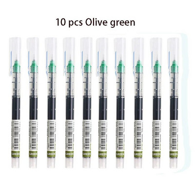 10 Χρώματα Straight υγρό Gel στυλό Γρήγορο στέγνωμα Μεγάλης χωρητικότητας Πολύχρωμα Gel στυλό 0,5mm Rollerball Στυλό Σχολικό Γραφείο