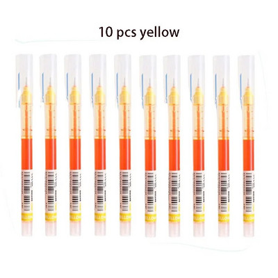 10 Χρώματα Straight υγρό Gel στυλό Γρήγορο στέγνωμα Μεγάλης χωρητικότητας Πολύχρωμα Gel στυλό 0,5mm Rollerball Στυλό Σχολικό Γραφείο