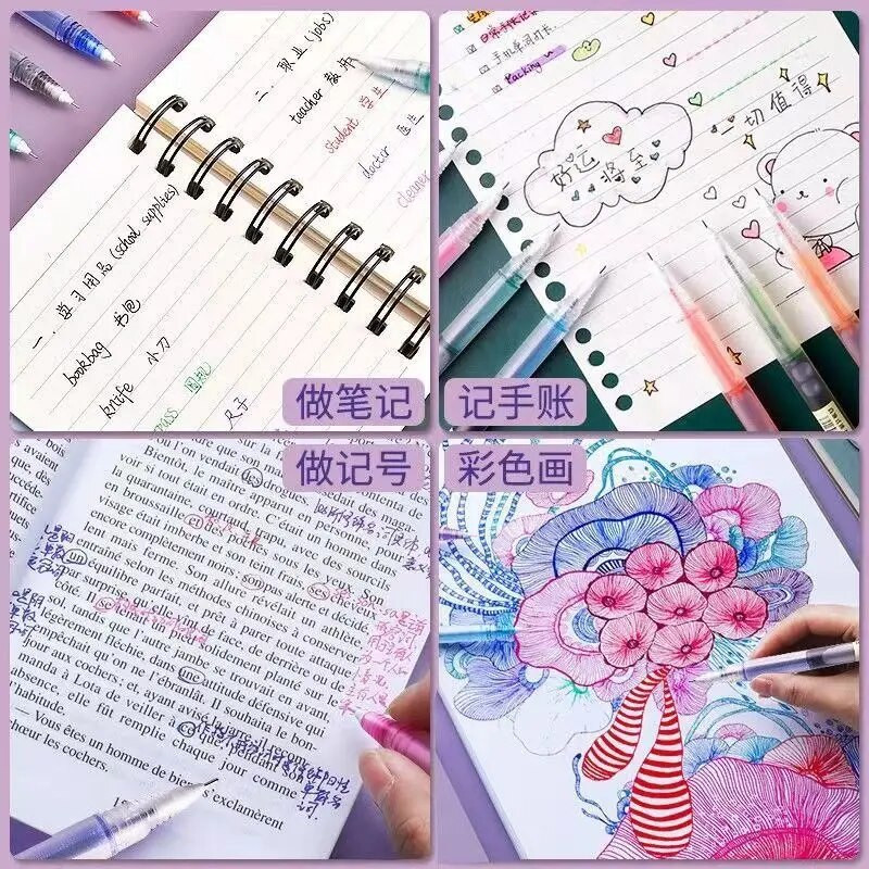 10 Χρώματα Straight υγρό Gel στυλό Γρήγορο στέγνωμα Μεγάλης χωρητικότητας Πολύχρωμα Gel στυλό 0,5mm Rollerball Στυλό Σχολικό Γραφείο