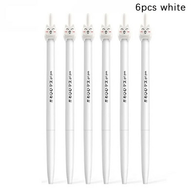 6 τεμάχια/παρτίδα Kawaii Black Cat Tail Gel στυλό 0,5mm Έγχρωμο στυλό τύπου Cats Press για τη γραφή σχολικών ειδών γραφείου