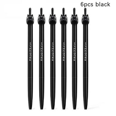 6 τεμάχια/παρτίδα Kawaii Black Cat Tail Gel στυλό 0,5mm Έγχρωμο στυλό τύπου Cats Press για τη γραφή σχολικών ειδών γραφείου