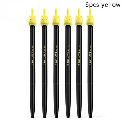6 τεμάχια/παρτίδα Kawaii Black Cat Tail Gel στυλό 0,5mm Έγχρωμο στυλό τύπου Cats Press για τη γραφή σχολικών ειδών γραφείου
