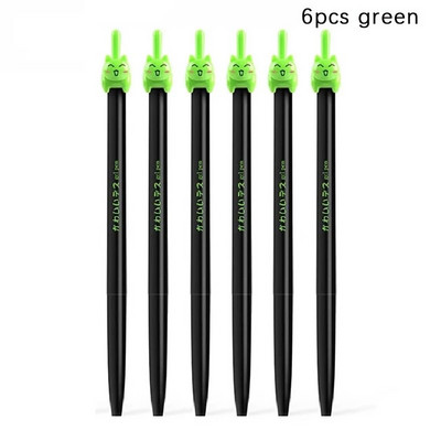 6 τεμάχια/παρτίδα Kawaii Black Cat Tail Gel στυλό 0,5mm Έγχρωμο στυλό τύπου Cats Press για τη γραφή σχολικών ειδών γραφείου