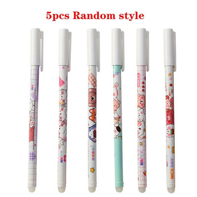 5 gab Cherry Blossom dzēšams pildspalvas rozā gēla pildspalvas rakstāmspalvai 0,5 mm mazgājams rokturis zila tinte skolas biroja piederumi