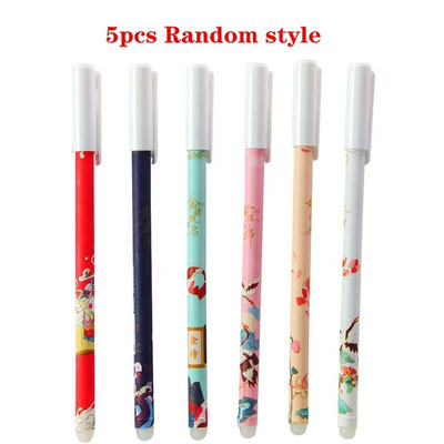 5 gab Cherry Blossom dzēšams pildspalvas rozā gēla pildspalvas rakstāmspalvai 0,5 mm mazgājams rokturis zila tinte skolas biroja piederumi