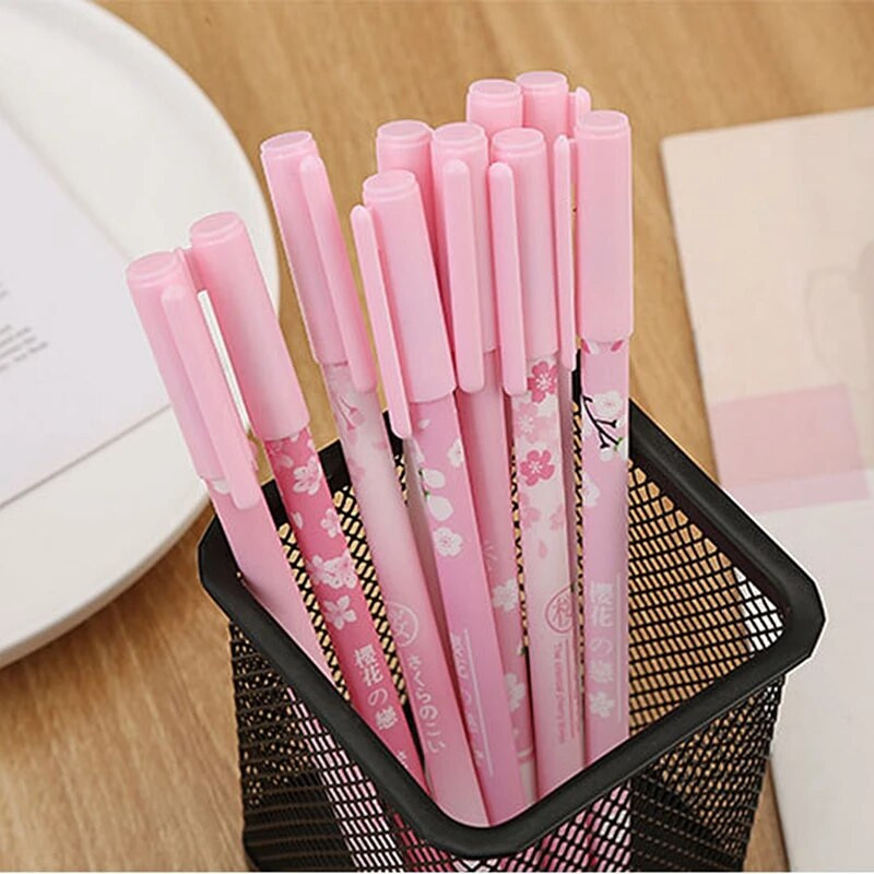 5 gab Cherry Blossom dzēšams pildspalvas rozā gēla pildspalvas rakstāmspalvai 0,5 mm mazgājams rokturis zila tinte skolas biroja piederumi