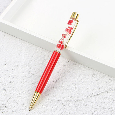 Radoša lodīšu pildspalva Metāla lodīšu pildspalvas Biroja piederumi Rose Golden Rose Gold Pens Dynamic Liquid Flower Pens