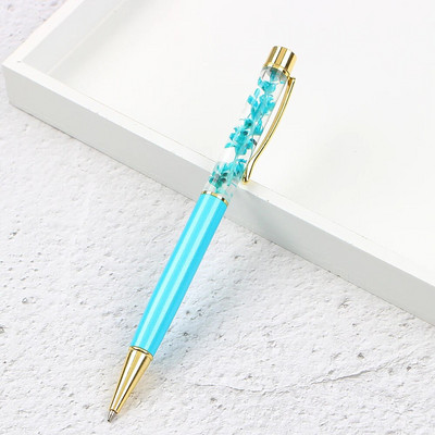 Radoša lodīšu pildspalva Metāla lodīšu pildspalvas Biroja piederumi Rose Golden Rose Gold Pens Dynamic Liquid Flower Pens