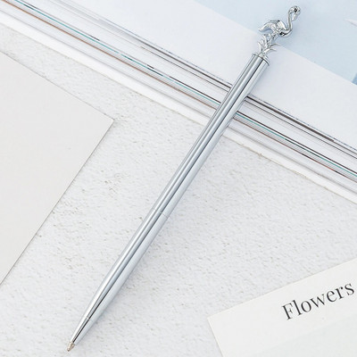 Ellen Brook 1 vnt flamingo tušinukas rožinis auksinis vestuvinis metalinis varinis rašiklis, raštinės reikmenys mokykloms