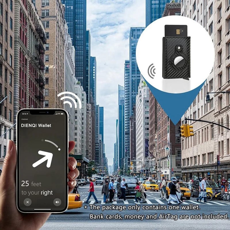 Carbon Fiber For Apple Airtag Wallet Men Business ID Κάτοχος πιστωτικής κάρτας Rfid Slim Anti Protect Airtag Slide Wallet Dropship