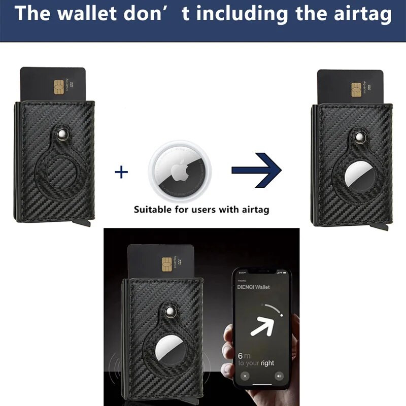 Carbon Fiber For Apple Airtag Wallet Men Business ID Κάτοχος πιστωτικής κάρτας Rfid Slim Anti Protect Airtag Slide Wallet Dropship