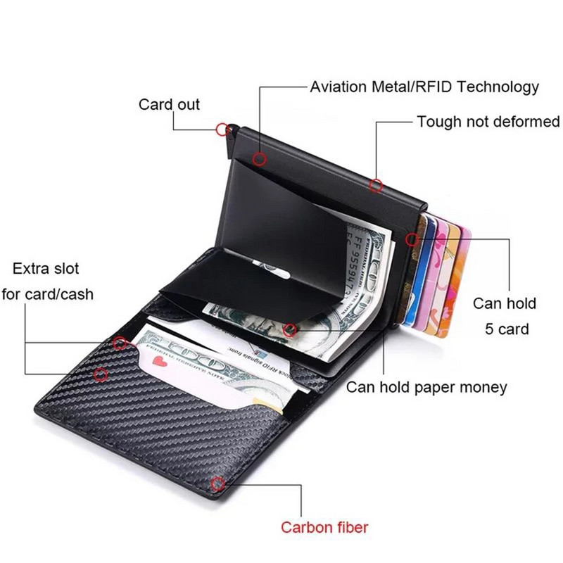 Carbon Fiber For Apple Airtag Wallet Men Business ID Κάτοχος πιστωτικής κάρτας Rfid Slim Anti Protect Airtag Slide Wallet Dropship