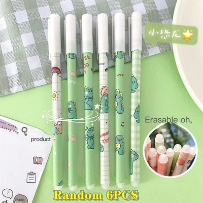 6/18gab/komplekts Kawaii karikatūras dzēšama pildspalva 0,5mm zila tinte Cute želejas pildspalvas Mazgājams rokturis Skolas biroja piederumi bērniem Statione