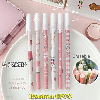 6/18gab/komplekts Kawaii karikatūras dzēšama pildspalva 0,5mm zila tinte Cute želejas pildspalvas Mazgājams rokturis Skolas biroja piederumi bērniem Statione