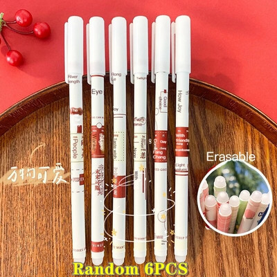 6/18gab/komplekts Kawaii karikatūras dzēšama pildspalva 0,5mm zila tinte Cute želejas pildspalvas Mazgājams rokturis Skolas biroja piederumi bērniem Statione