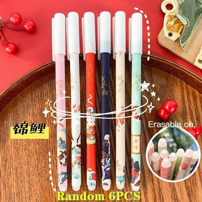 6/18gab/komplekts Kawaii karikatūras dzēšama pildspalva 0,5mm zila tinte Cute želejas pildspalvas Mazgājams rokturis Skolas biroja piederumi bērniem Statione