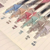 Haile 6Krāsu/komplekts Vintage izvelkamas gēla pildspalvas komplekts Lodīšu punkts rakstīšanai Uzpilde Piederumi Biroja skolas kancelejas piederumi