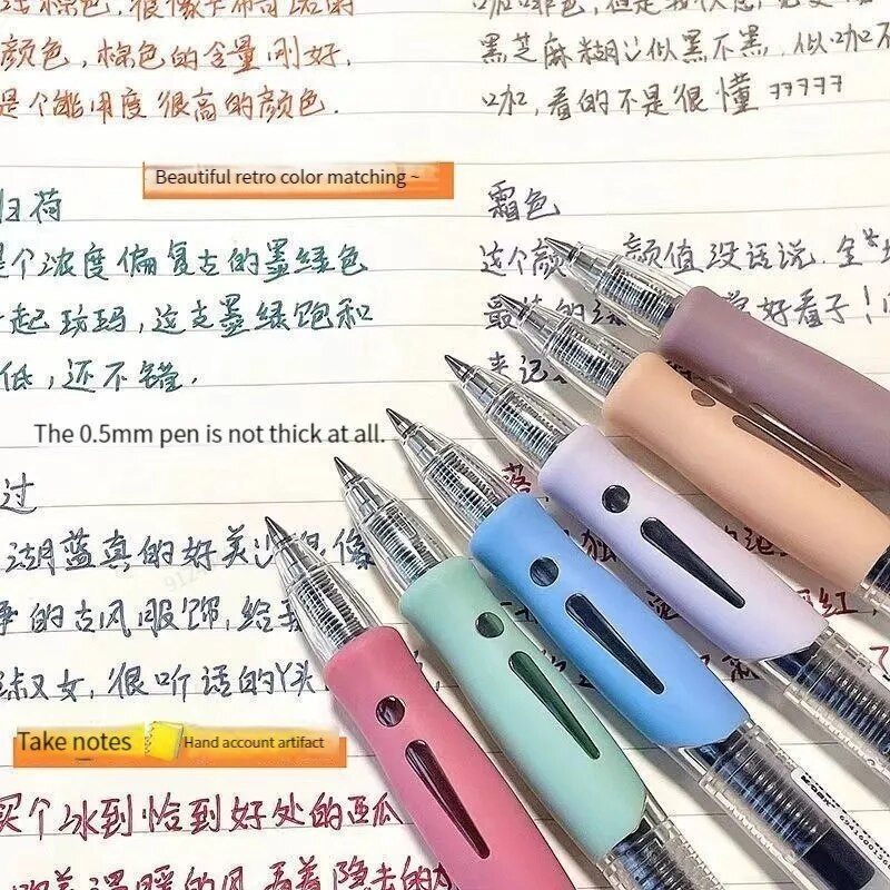 Haile 6Krāsu/komplekts Vintage izvelkamas gēla pildspalvas komplekts Lodīšu punkts rakstīšanai Uzpilde Piederumi Biroja skolas kancelejas piederumi