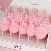 1 buc. stilou gel cu flamingo roz frumos, pixuri cu lebădă de pluș, pentru școală, scris, cadouri pentru fete, stilouri neutre Kawaii, rechizite școlare, papetărie