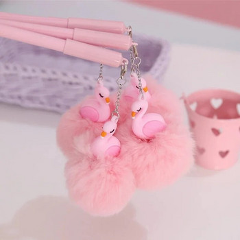1 τμχ Όμορφα ροζ Flamingo Gel στυλό βελούδινα στυλό κύκνου για σχολικά δώρα για κορίτσια γραφής Kawaii ουδέτερα στυλό Σχολικά είδη γραφικής ύλης