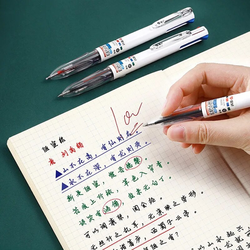 1 TK mitmevärviline pliiats 4 ühes värviline sissetõmmatav geelpliiats 0,5 mm must sinine punane tindiga täidis õpilaste kooli geelpliiatsite kirjatarvetele