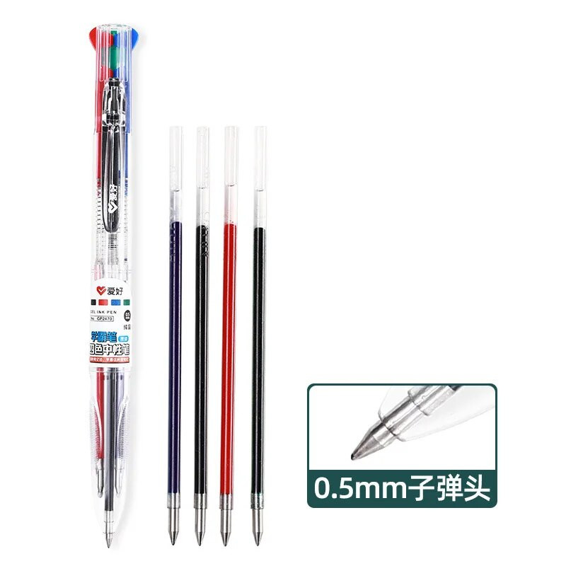 1 TK mitmevärviline pliiats 4 ühes värviline sissetõmmatav geelpliiats 0,5 mm must sinine punane tindiga täidis õpilaste kooli geelpliiatsite kirjatarvetele