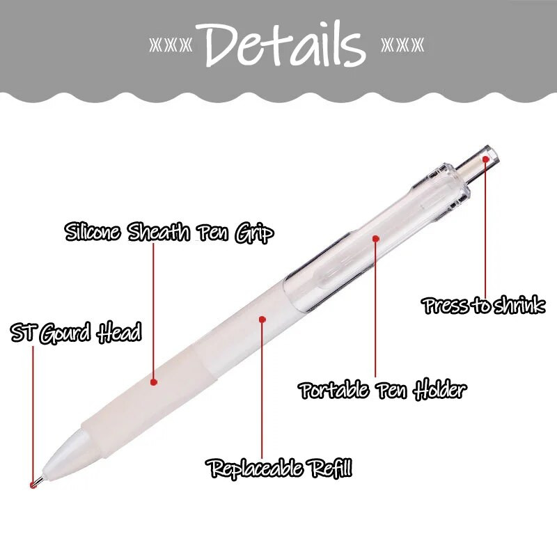 5PC ST testa pildspalva Ātri žūstoša gēla pildspalva Signature Pen Preses lodīšu pildspalva 0,5 mm melna uzpildāma skolas kancelejas piederumi biroja piederumi