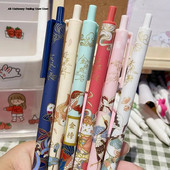 6Pc Cute Koi Ķīniešu stila izvelkama gēla pildspalva ar melnu tintes parakstu rakstīšanas pildspalva skolas birojam Kawaii kancelejas preces Гелевая Ручка