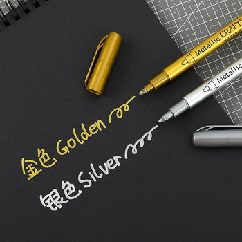 2/1Pc Brush Metallic Marker Pens Gold Silver Color Permanent Art Marker For Manga Crafts Scrapbooking School Stationery Supplies