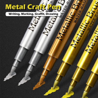 2/1 tk pintsel, metallist markerpliiatsid, kuldse hõbedase värvi püsikunsti marker manga käsitöö jaoks scrapbooking kooli kirjatarbed