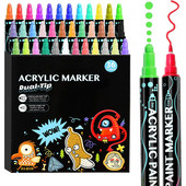 24.12.36 Pakendid Akrüülvärvi markerpliiatsid Kahe otsaga värvimarkerid Kunstmaali täpppliiats kaasaskantav värvimismarker kiiresti kuivav