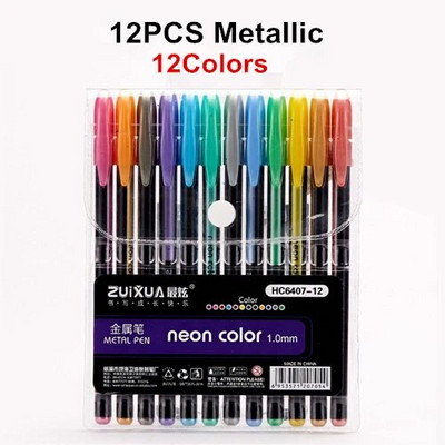 12 buc/set Set de pixuri cu gel pixuri cu sclipici pentru birou școlar, cărți de colorat pentru adulți, jurnalele de desen, marcatori de artă, pix de promovare