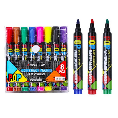 8/12 Έγχρωμο σετ λευκού πίνακα POP, λοξές και στρογγυλές μύτες, σβήσιμο, επαναγεμιζόμενο, ασφάλεια, μη τοξικό, σύσκεψη γραφείου, εκπαιδευτικά είδη