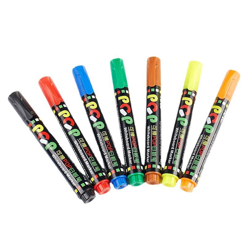 8/12 Έγχρωμο σετ λευκού πίνακα POP, λοξές και στρογγυλές μύτες, σβήσιμο, επαναγεμιζόμενο, ασφάλεια, μη τοξικό, σύσκεψη γραφείου, εκπαιδευτικά είδη