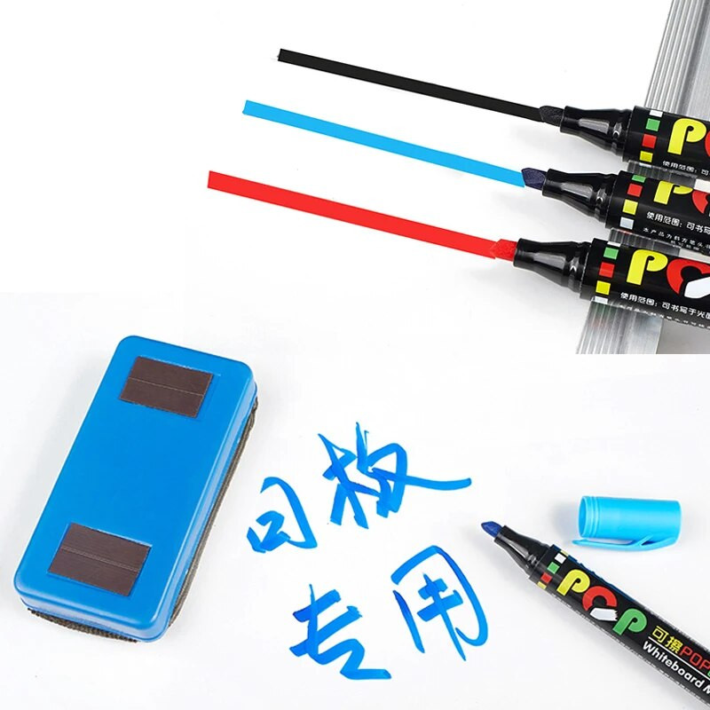 8/12 Έγχρωμο σετ λευκού πίνακα POP, λοξές και στρογγυλές μύτες, σβήσιμο, επαναγεμιζόμενο, ασφάλεια, μη τοξικό, σύσκεψη γραφείου, εκπαιδευτικά είδη