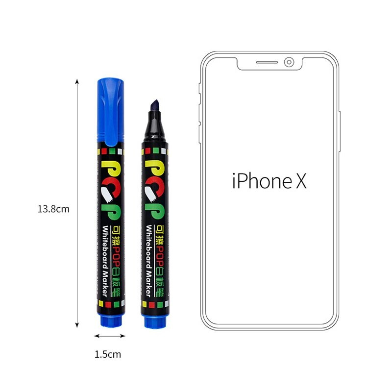 8/12 Έγχρωμο σετ λευκού πίνακα POP, λοξές και στρογγυλές μύτες, σβήσιμο, επαναγεμιζόμενο, ασφάλεια, μη τοξικό, σύσκεψη γραφείου, εκπαιδευτικά είδη