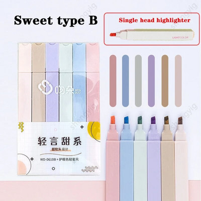 6 gab/komplekts marķieris gaišas krāsas kawaii marķieri DIY Albuma dienasgrāmata gēla pildspalvas studentu rakstāmpiederumi māksla Skolas un biroja piederumi bērnam