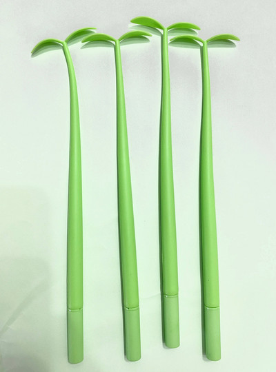 4gab 0,5 mm melnas tintes Lucky Leaf Lovely gēla pildspalva Creative Green Leaf Little Bud Pen skolas un biroja rakstīšanas piederumiem