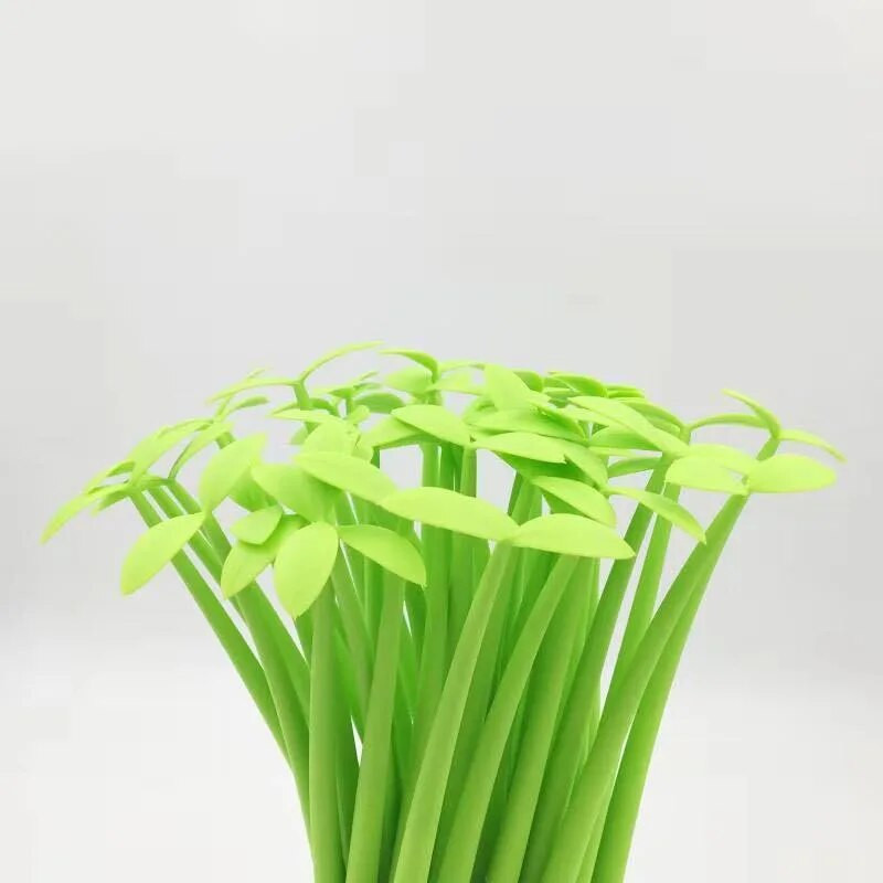 4gab 0,5 mm melnas tintes Lucky Leaf Lovely gēla pildspalva Creative Green Leaf Little Bud Pen skolas un biroja rakstīšanas piederumiem