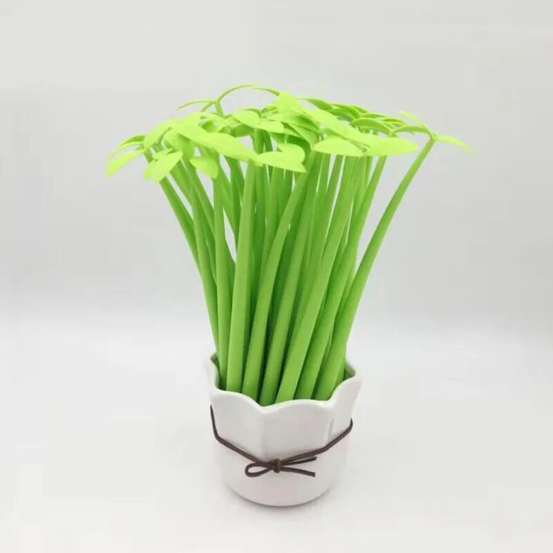 4gab 0,5 mm melnas tintes Lucky Leaf Lovely gēla pildspalva Creative Green Leaf Little Bud Pen skolas un biroja rakstīšanas piederumiem